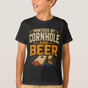 Camiseta Alimentado por cornhole e cerveja divertido tailga