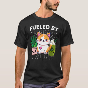 Camiseta Alimentado Por Gatos Plantas Chá Verde De Matcha G