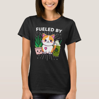Camiseta Alimentado Por Gatos Plantas Chá Verde De Matcha G
