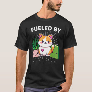 Camiseta Alimentado Por Gatos Plantas Livros Engraçado