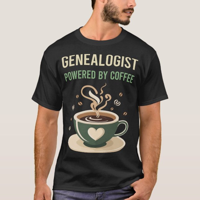 Camiseta Alimentado Por Genealogista Do Café (Frente)
