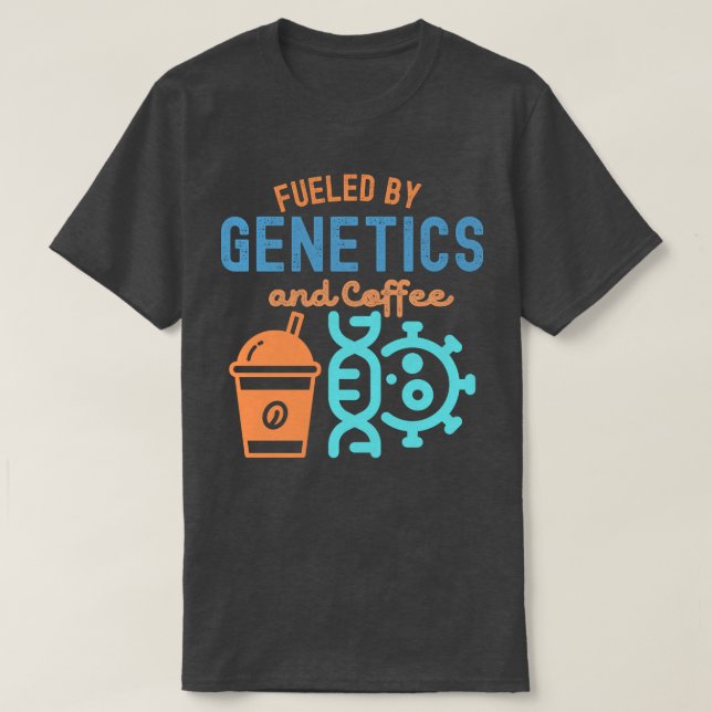 Camiseta Alimentado por Genética e Café, Citações Genéticas (Frente do Design)