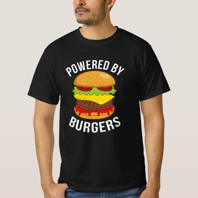 Camiseta Alimentado Por Hamburger Lover Cheeseburger (Frente)