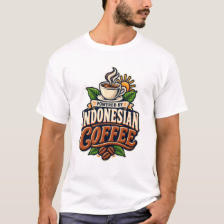 Camiseta Alimentado Por Ilustração Vintage de Café Indonési