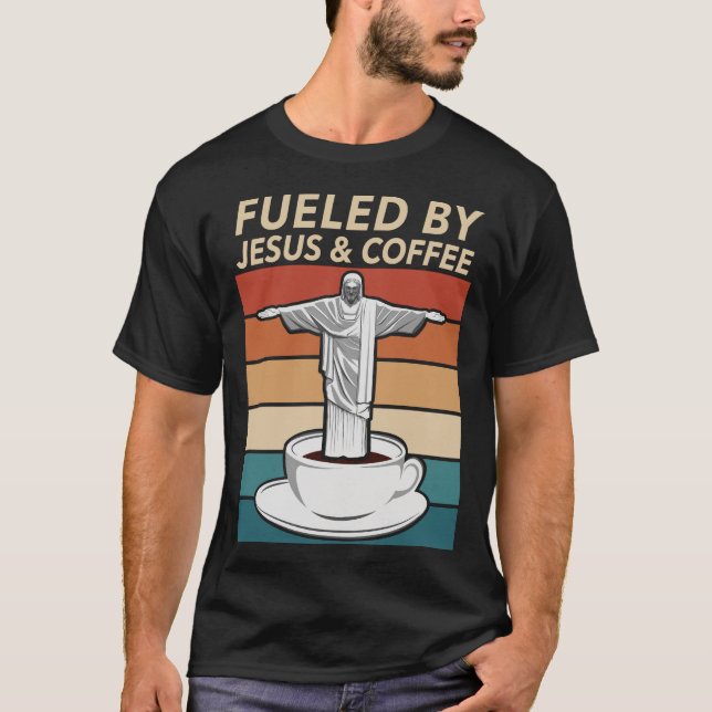 Camiseta Alimentado Por Jesus E Café (Frente)