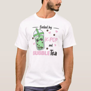 Camiseta Alimentado Por K-Pop E Bble Tea Kawaii Boba Tea