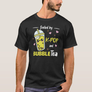 Camiseta Alimentado Por K-Pop E Bble Tea Kawaii Boba Tea