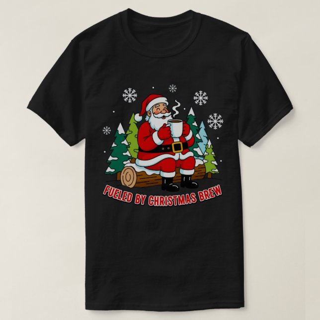 Camiseta Alimentado por Papais noeis de Natal (Frente do Design)