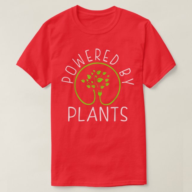 Camiseta Alimentado por plantas (Frente do Design)