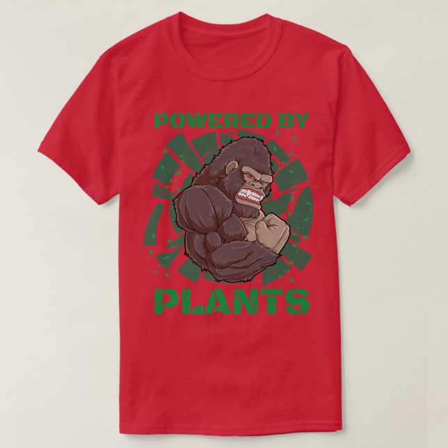 Camiseta Alimentado Por Plantas Gorilla Vegan Malhação (Frente do Design)