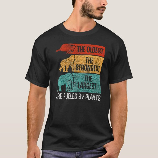 Camiseta Alimentado Por Plantas Turtle Gorilla Elephant Veg (Frente)