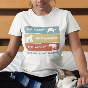 Camiseta Alimentado por Plantas Vegan Vegetarian Retro T-Sh