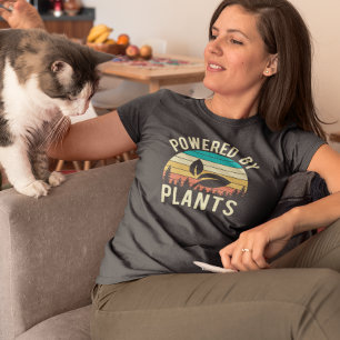 Camiseta Alimentado por Plantas Vegano Vegetariano Retrô