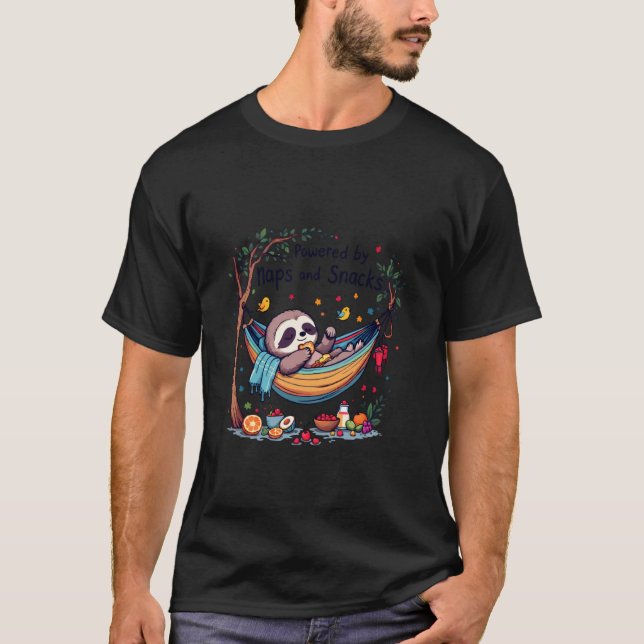 Camiseta Alimentado por Sonecas e Lanches Amantes de Comida (Frente)
