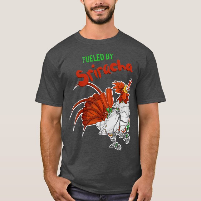Camiseta Alimentado Por Sriracha, Awesfro Molho Robô (Frente)