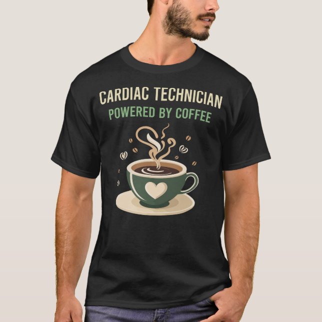 Camiseta Alimentado Por Técnico Cardíaco Café (Frente)