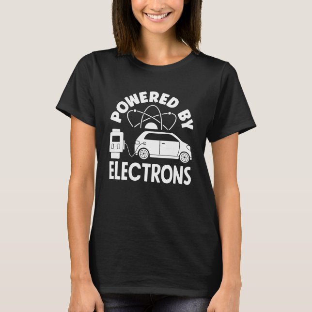 Camiseta Alimentado por veículo elétrico com bateria de ele (Frente)