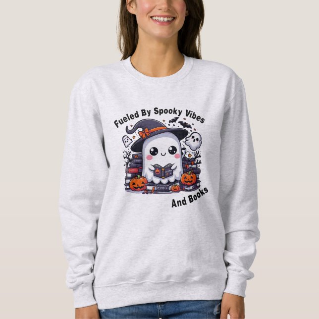 Camiseta Alimentado Por Víblias E Livros De Halloween (Frente)