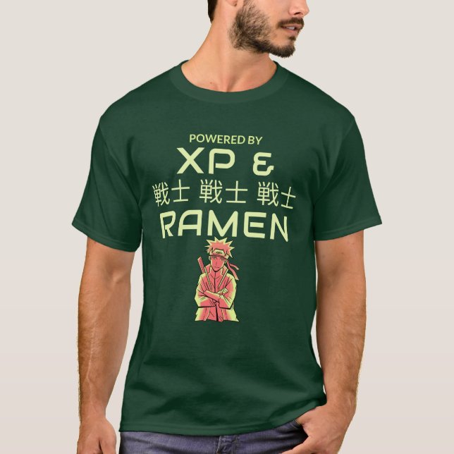 Camiseta Alimentado por XP e Ramen (Frente)