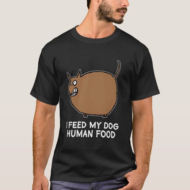 Camiseta Alimentando o cão com gordura em excesso de peso H (Frente)