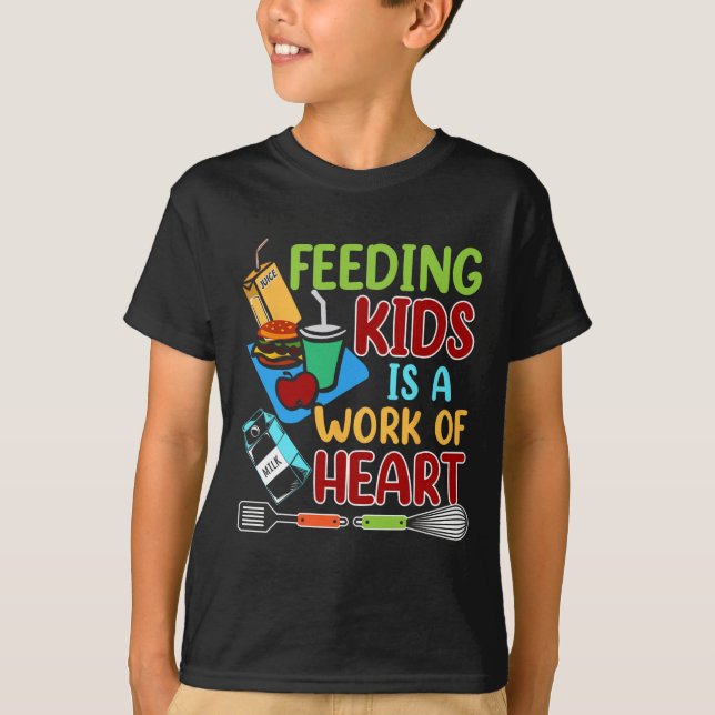 Camiseta Alimentar Crianças É Um Trabalho De Coração Dama D (Frente)