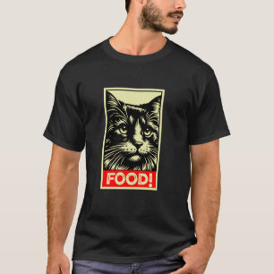 Camiseta Alimente-me Agora! Design de Gato Faminto e Engraç