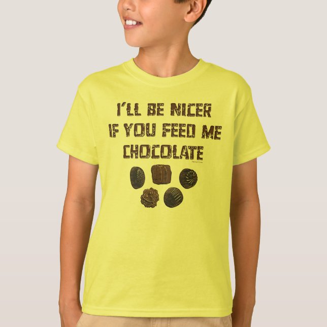Camiseta Alimente-me o chocolate K (Frente)