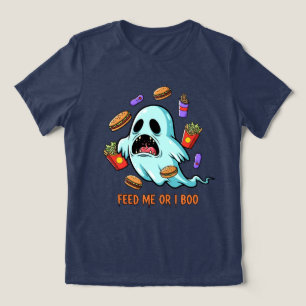 Camiseta Alimente-Me Ou Eu Boo Fantasma Halloween