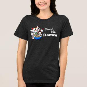 Camiseta Alimente-me Ramen - Gato Bonito