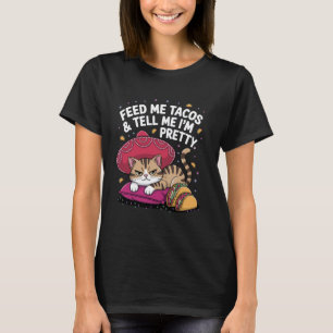Camiseta Alimente-me Tacos E Diga Que Eu Sou Gato Sombrero