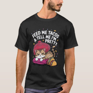 Camiseta Alimente-me Tacos E Diga Que Eu Sou Um Gato Sombre