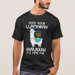 Camiseta Alimente Seu Llamakah Fantasia de Llama Hanukkah A