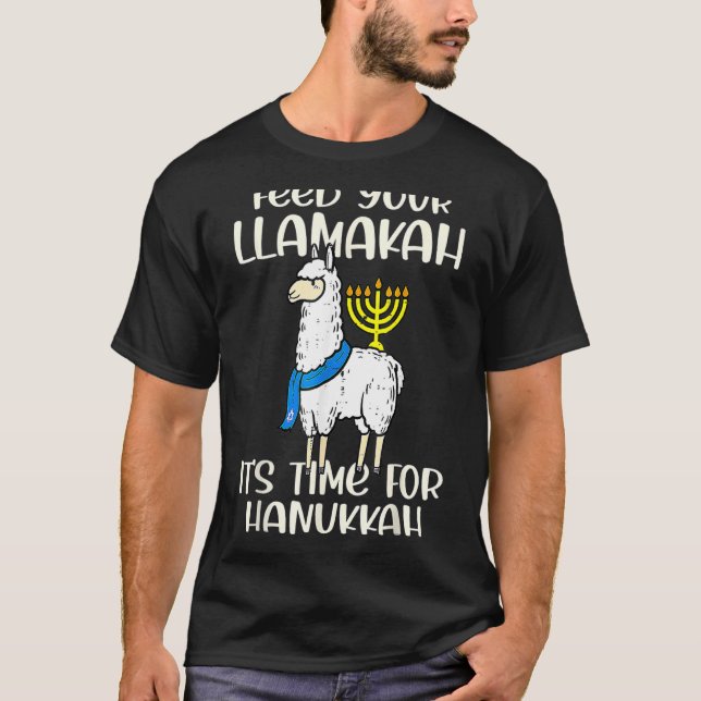 Camiseta Alimente seu Llamakah Llama Hanukkah Pajamas Chanu (Frente)