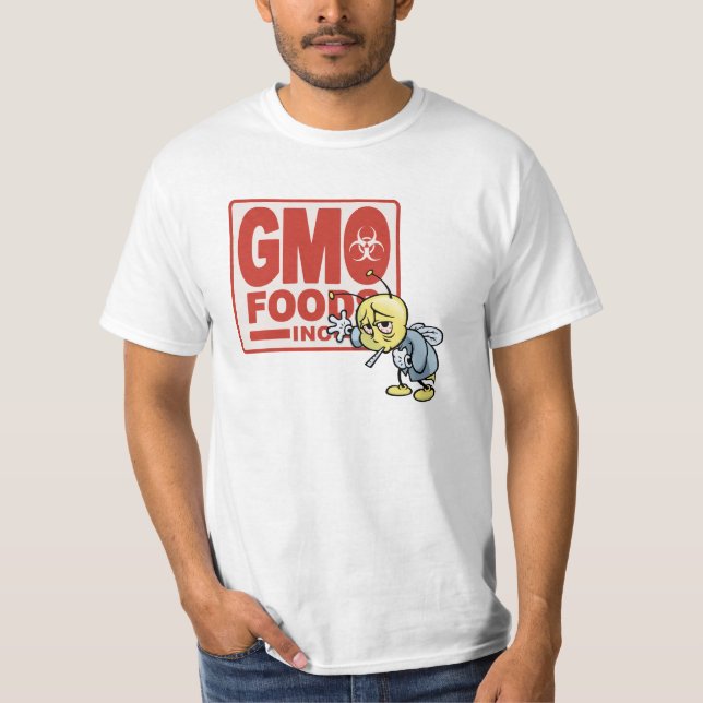 Camiseta Alimentos Inc de GMO - abelha (Frente)