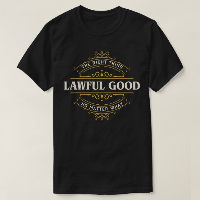 Camiseta Alinhamento de Tabletop RPG Legal Good Funny (Frente do Design)