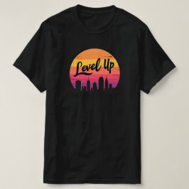 CAMISETA ALINHAR SUNSET DE RETRO DE LINHA SKYLINE DA CIDADE