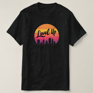 CAMISETA ALINHAR SUNSET DE RETRO DE LINHA SKYLINE DA CIDADE