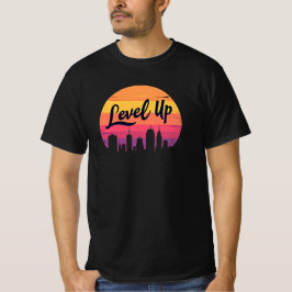CAMISETA ALINHAR SUNSET DE RETRO DE LINHA SKYLINE DA CIDADE