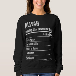Camiseta Aliyah Nutritional Facts Servindo Calorias de Tama