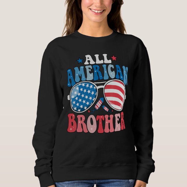 Camiseta All American Brother Sunglasses 4th of July Family (Frente)