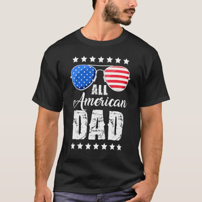 Camiseta All American Dad 4th of July Father's Day Sunglass (Frente)