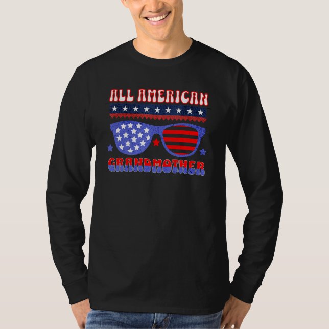 CAMISETA ALL AMERICAN GRANDMOTHER 4TH OF JULY PATRIOTIC SUN (Frente)