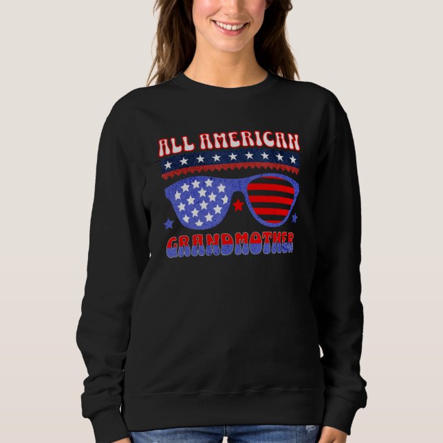 CAMISETA ALL AMERICAN GRANDMOTHER 4TH OF JULY PATRIOTIC SUN (Frente)