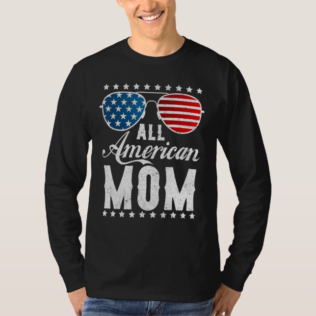 Camiseta All American Mom - USA Flag 4th of July Matching S (Frente)