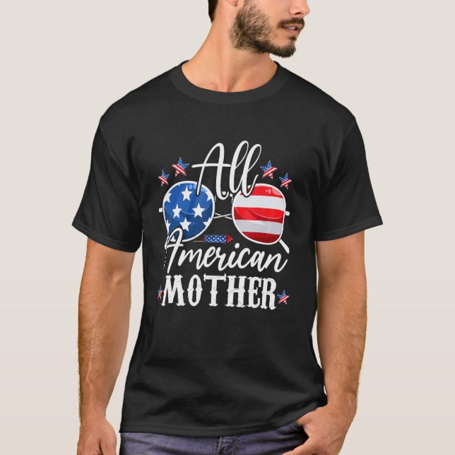 Camiseta All American Mother Matching Family 4th of July Am (Frente)