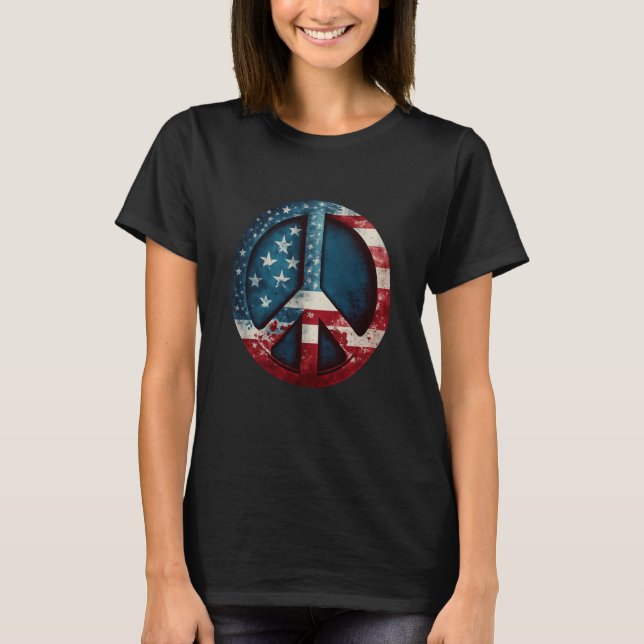 Camiseta All American Peace Sign with American Flag (Frente)