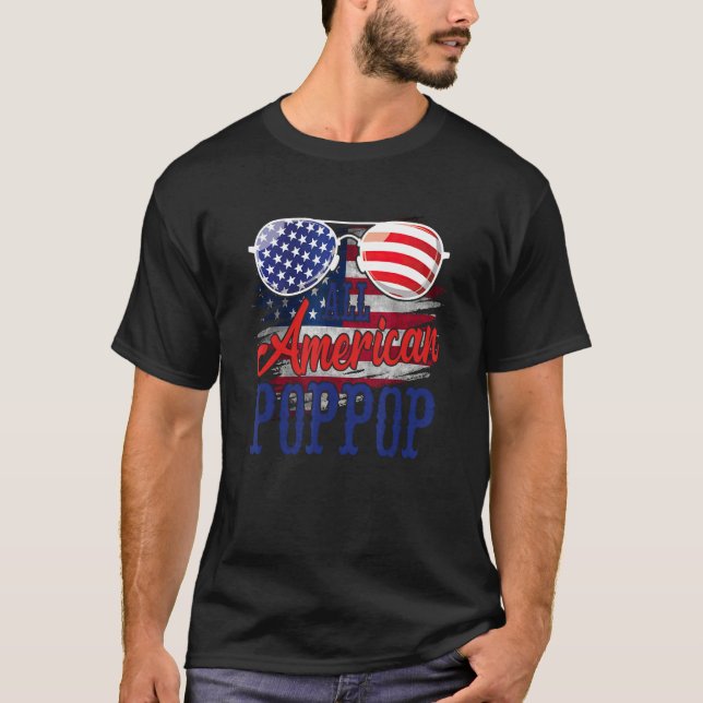 Camiseta All American PopPop Sunglasses US Flag 4th of July (Frente)