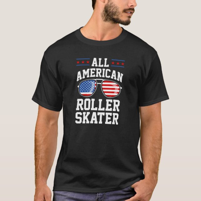 Camiseta All-American Roller Skater 4 De Julho American Fl (Frente)