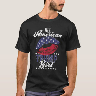Camiseta "All American Trump Girl USA Flag Lábios GOP" Vota