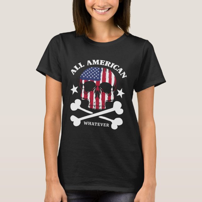 Camiseta All American Whatever Fun 4th of July USA Flag Pir (Frente)